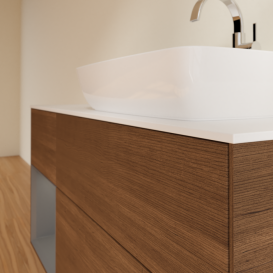 Тумба под раковину Villeroy & Boch Finion 120х50,1 см с подсветкой МДФ шпон грецкого ореха/стекло белое матовое F801GKGN