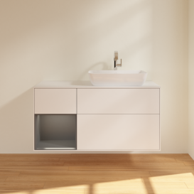 Тумба под раковину Villeroy & Boch Finion 120х50,1 см с подсветкой МДФ белый матовый лак/стекло белое матовое F801GKMT