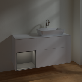 Тумба под раковину Villeroy & Boch Finion 120х50,1 см с подсветкой МДФ белый матовый лак/стекло белое матовое F801GKMT