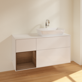 Тумба под раковину Villeroy & Boch Finion 120х50,1 см с подсветкой МДФ глянцевый белый лак/стекло белое матовое F801GNGF