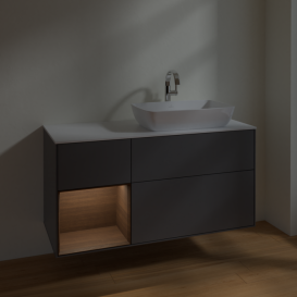 Тумба под раковину Villeroy & Boch Finion 120х50,1 см с подсветкой МДФ антрацит матовый лак/стекло белое матовое F801GNGK