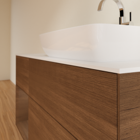 Тумба под раковину Villeroy & Boch Finion 120х50,1 см с подсветкой МДФ шпон грецкого ореха/стекло белое матовое F801GNGN