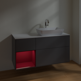 Тумба под раковину Villeroy & Boch Finion 120х50,1 см с подсветкой МДФ антрацит матовый лак/стекло белое матовое F801HBGK