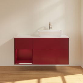 Тумба под раковину Villeroy & Boch Finion 120х50,1 см с подсветкой МДФ пион матовый лак/стекло белое матовое F801HBHB