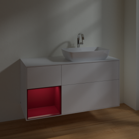 Тумба под раковину Villeroy & Boch Finion 120х50,1 см с подсветкой МДФ белый матовый лак/стекло белое матовое F801HBMT