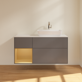 Тумба под раковину Villeroy & Boch Finion 120х50,1 см с подсветкой МДФ антрацит матовый лак/стекло белое матовое F801HFGK