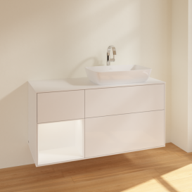 Тумба под раковину Villeroy & Boch Finion 120х50,1 см с подсветкой МДФ глянцевый белый лак/стекло белое матовое F801MTGF