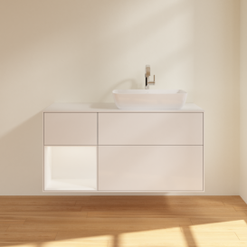 Тумба под раковину Villeroy & Boch Finion 120х50,1 см с подсветкой МДФ глянцевый белый лак/стекло белое матовое F801MTGF