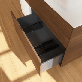 Тумба под раковину Villeroy & Boch Finion 120х50,1 см с подсветкой МДФ шпон грецкого ореха/стекло белое матовое F801MTGN