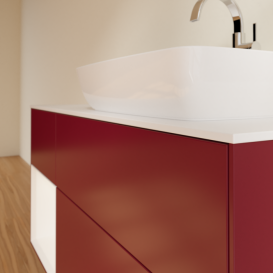 Тумба под раковину Villeroy & Boch Finion 120х50,1 см с подсветкой МДФ пион матовый лак/стекло белое матовое F801MTHB