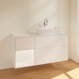 Тумба под раковину Villeroy & Boch Finion 120х50,1 см с подсветкой МДФ белый матовый лак/стекло белое матовое F801MTMT