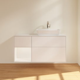 Тумба под раковину Villeroy & Boch Finion 120х50,1 см с подсветкой МДФ белый матовый лак/стекло белое матовое F801MTMT