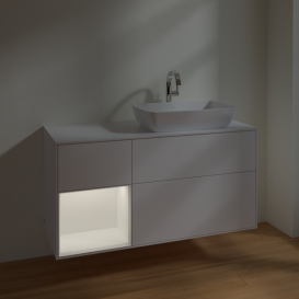 Тумба под раковину Villeroy & Boch Finion 120х50,1 см с подсветкой МДФ белый матовый лак/стекло белое матовое F801MTMT