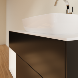 Тумба под раковину Villeroy & Boch Finion 120х50,1 см с подсветкой МДФ черный матовый лак/стекло белое матовое F801MTPD