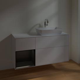 Тумба под раковину Villeroy & Boch Finion 120х50,1 см с подсветкой МДФ глянцевый белый лак/стекло белое матовое F801PDGF