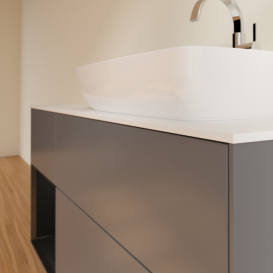 Тумба под раковину Villeroy & Boch Finion 120х50,1 см с подсветкой МДФ антрацит матовый лак/стекло белое матовое F801PDGK