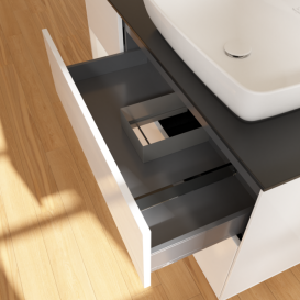 Тумба под раковину Villeroy & Boch Finion 120х50,1 см с подсветкой МДФ глянцевый белый лак/стекло черное матовое F802GFGF