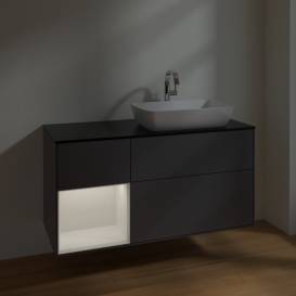 Тумба под раковину Villeroy & Boch Finion 120х50,1 см с подсветкой МДФ антрацит матовый лак/стекло черное матовое F802GFGK