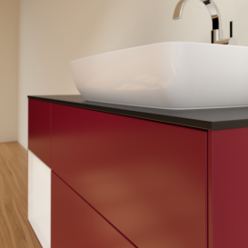 Тумба под раковину Villeroy & Boch Finion 120х50,1 см с подсветкой МДФ пион матовый лак/стекло черное матовое F802GFHB