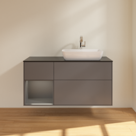 Тумба под раковину Villeroy & Boch Finion 120х50,1 см с подсветкой МДФ антрацит матовый лак/стекло черное матовое F802GKGK