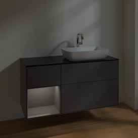 Тумба под раковину Villeroy & Boch Finion 120х50,1 см с подсветкой МДФ антрацит матовый лак/стекло черное матовое F802GKGK