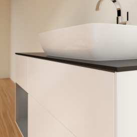 Тумба под раковину Villeroy & Boch Finion 120х50,1 см с подсветкой МДФ белый матовый лак/стекло черное матовое F802GKMT