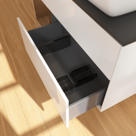 Тумба под раковину Villeroy & Boch Finion 120х50,1 см с подсветкой МДФ глянцевый белый лак/стекло черное матовое F802GNGF