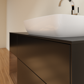 Тумба под раковину Villeroy & Boch Finion 120х50,1 см с подсветкой МДФ черный матовый лак/стекло черное матовое F802GNPD