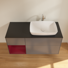 Тумба под раковину Villeroy & Boch Finion 120х50,1 см с подсветкой МДФ антрацит матовый лак/стекло черное матовое F802HBGK