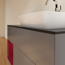 Тумба под раковину Villeroy & Boch Finion 120х50,1 см с подсветкой МДФ антрацит матовый лак/стекло черное матовое F802HBGK