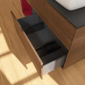 Тумба под раковину Villeroy & Boch Finion 120х50,1 см с подсветкой МДФ шпон грецкого ореха/стекло черное матовое F802HBGN