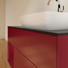 Тумба под раковину Villeroy & Boch Finion 120х50,1 см с подсветкой МДФ пион матовый лак/стекло черное матовое F802HBHB