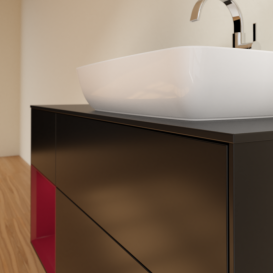 Тумба под раковину Villeroy & Boch Finion 120х50,1 см с подсветкой МДФ черный матовый лак/стекло черное матовое F802HBPD