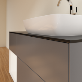 Тумба под раковину Villeroy & Boch Finion 120х50,1 см с подсветкой МДФ антрацит матовый лак/стекло черное матовое F802MTGK