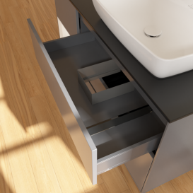 Тумба под раковину Villeroy & Boch Finion 120х50,1 см с подсветкой МДФ антрацит матовый лак/стекло черное матовое F802MTGK