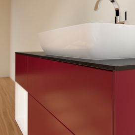 Тумба під раковину Villeroy & Boch Finion 120х50,1 см із підсвічуванням МДФ півонія матовий лак/скло чорне матове F802MTHB