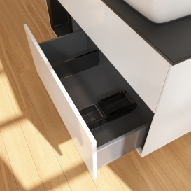 Тумба под раковину Villeroy & Boch Finion 120х50,1 см с подсветкой МДФ глянцевый белый лак/стекло черное матовое F802PDGF