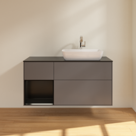 Тумба под раковину Villeroy & Boch Finion 120х50,1 см с подсветкой МДФ антрацит матовый лак/стекло черное матовое F802PDGK