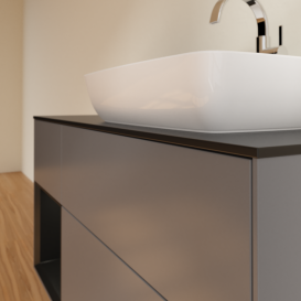 Тумба под раковину Villeroy & Boch Finion 120х50,1 см с подсветкой МДФ антрацит матовый лак/стекло черное матовое F802PDGK