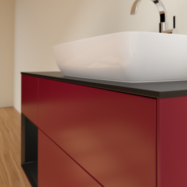 Тумба под раковину Villeroy & Boch Finion 120х50,1 см с подсветкой МДФ пион матовый лак/стекло черное матовое F802PDHB