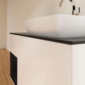 Тумба под раковину Villeroy & Boch Finion 120х50,1 см с подсветкой МДФ белый матовый лак/стекло черное матовое F802PDMT