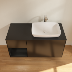 Тумба под раковину Villeroy & Boch Finion 120х50,1 см с подсветкой МДФ черный матовый лак/стекло черное матовое F802PDPD