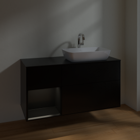 Тумба под раковину Villeroy & Boch Finion 120х50,1 см с подсветкой МДФ черный матовый лак/стекло черное матовое F802PDPD