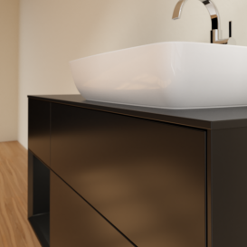 Тумба под раковину Villeroy & Boch Finion 120х50,1 см с подсветкой МДФ черный матовый лак/стекло черное матовое F802PDPD