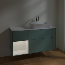 Тумба под раковину Villeroy & Boch Finion 120х50,1 см с подсветкой МДФ оливковый матовый лак/стекло белое матовое F801GFGM