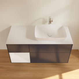 Тумба под раковину Villeroy & Boch Finion 120х50,1 см с подсветкой МДФ темно-синий матовый лак/стекло белое матовое F801GFHG