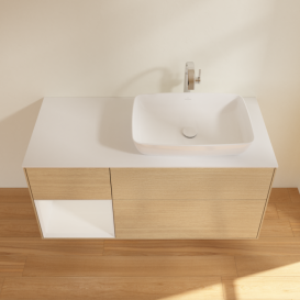 Тумба под раковину Villeroy & Boch Finion 120х50,1 см с подсветкой МДФ шпон дуба/стекло белое матовое F801GFPC