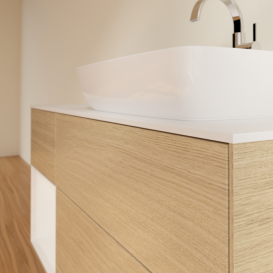 Тумба под раковину Villeroy & Boch Finion 120х50,1 см с подсветкой МДФ шпон дуба/стекло белое матовое F801GFPC