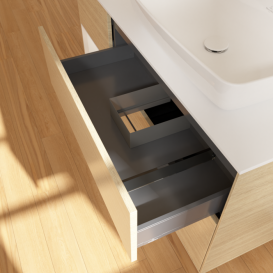 Тумба под раковину Villeroy & Boch Finion 120х50,1 см с подсветкой МДФ шпон дуба/стекло белое матовое F801GFPC