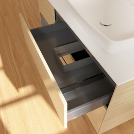 Тумба под раковину Villeroy & Boch Finion 120х50,1 см с подсветкой МДФ шпон дуба/стекло белое матовое F801GKPC